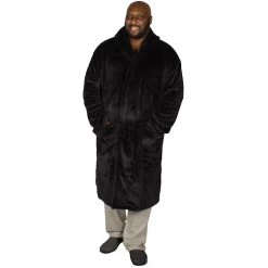 Bigdude Plain Fleece Dressing Gown Black -Urban Fit Shop img 2590 clipped rev 1