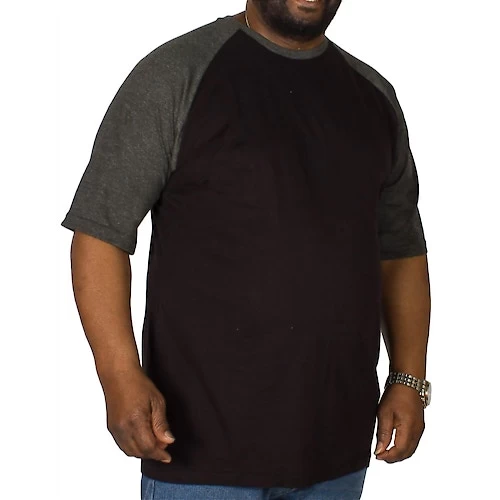 Bigdude Contrast Raglan Sleeve T-Shirt Black/Charcoal 3 Bigdude Contrast Raglan Sleeve T-Shirt Black/Charcoal