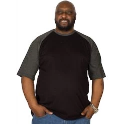 Bigdude Contrast Raglan Sleeve T-Shirt Black/Charcoal Tall -Urban Fit Shop img 6137 clipped rev 1 1