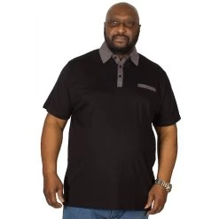 Bigdude Contrast Jersey Polo Shirt Black Tall -Urban Fit Shop img 6152 clipped rev 1 1