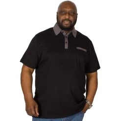 Bigdude Contrast Jersey Polo Shirt Black Tall -Urban Fit Shop img 6155 clipped rev 1 1