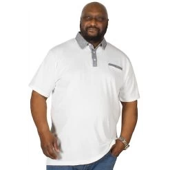Bigdude Contrast Jersey Polo Shirt White Tall -Urban Fit Shop img 6162 clipped rev 1 1