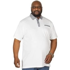 Bigdude Contrast Jersey Polo Shirt White Tall -Urban Fit Shop img 6164 clipped rev 1 1