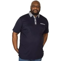 Bigdude Contrast Jersey Polo Shirt Navy Tall -Urban Fit Shop img 6172 clipped rev 1 1