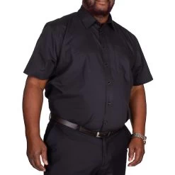 Bigdude Classic Short Sleeve Poplin Shirt Black Tall -Urban Fit Shop img 9291 clipped rev 1 1