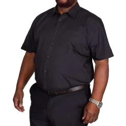 Bigdude Classic Short Sleeve Poplin Shirt Black Tall