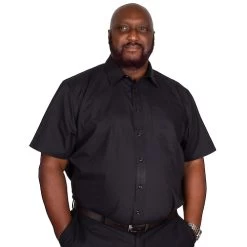 Bigdude Classic Short Sleeve Poplin Shirt Black -Urban Fit Shop img 9294 clipped rev 1