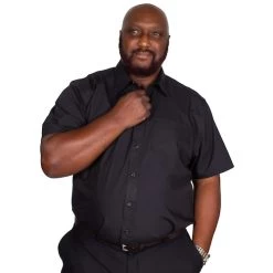 Bigdude Classic Short Sleeve Poplin Shirt Black Tall -Urban Fit Shop img 9295 clipped rev 1 1