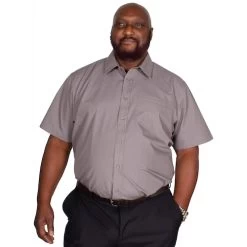 Bigdude Classic Short Sleeve Poplin Shirt Charcoal Tall -Urban Fit Shop img 9303 clipped rev 1 1