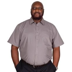 Bigdude Classic Short Sleeve Poplin Shirt Charcoal -Urban Fit Shop img 9304 clipped rev 1