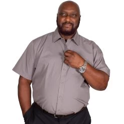 Bigdude Classic Short Sleeve Poplin Shirt Charcoal -Urban Fit Shop img 9305 clipped rev 1