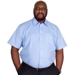 Bigdude Classic Short Sleeve Poplin Shirt Light Blue Tall -Urban Fit Shop img 9313 clipped rev 1 1