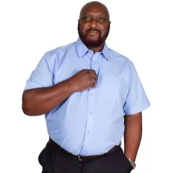 Bigdude Classic Short Sleeve Poplin Shirt Light Blue Tall -Urban Fit Shop img 9314 clipped rev 1 1