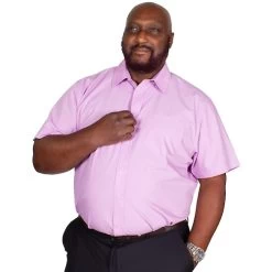 Bigdude Classic Short Sleeve Poplin Shirt Violet Tall -Urban Fit Shop img 9323 clipped rev 1 1