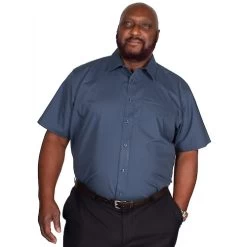 Bigdude Classic Short Sleeve Poplin Shirt Petrol Tall -Urban Fit Shop img 9329 clipped rev 1 1