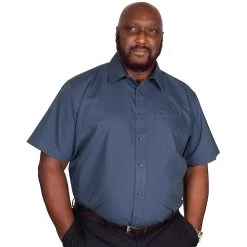 Bigdude Classic Short Sleeve Poplin Shirt Petrol Tall -Urban Fit Shop img 9330 clipped rev 1 1