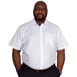 Bigdude Classic Short Sleeve Poplin Shirt White -Urban Fit Shop img 9337 clipped rev 1