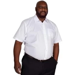 Bigdude Classic Short Sleeve Poplin Shirt White Tall -Urban Fit Shop img 9338 clipped rev 1 1