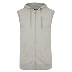 Bigdude Loop Back Sleeveless Hoody Grey Marl Tall