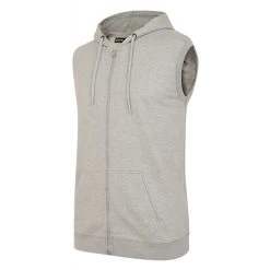 Bigdude Loop Back Sleeveless Hoody Grey Marl -Urban Fit Shop summer gilet grey marl 2