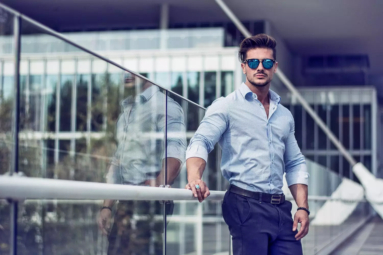 Urban Fit Shop -Urban Fit Shop mens shirt with rolled up sleeves